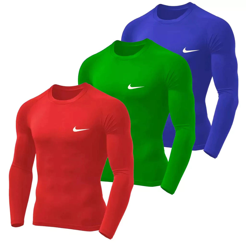 Kit 3 Camisetas Térmicas Proteção Uv 50 Segunda Pele Malha Gelada Camisas camisa uv