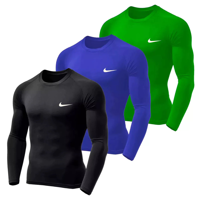 Kit 3 Camisetas Térmicas Proteção Uv 50 Segunda Pele Malha Gelada Camisas camisa uv