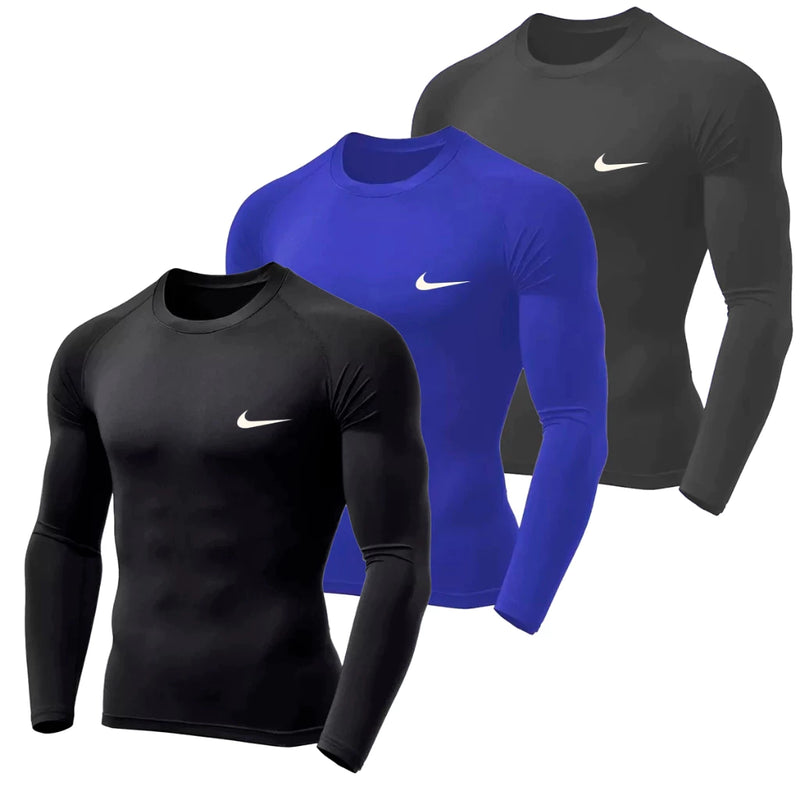 Kit 3 Camisetas Térmicas Proteção Uv 50 Segunda Pele Malha Gelada Camisas camisa uv