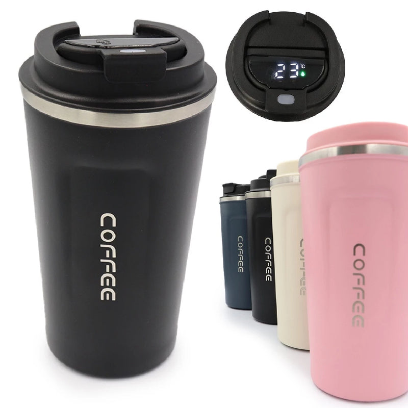 Caneca Copo De Café Coffee Com Termômetro DIGITAL Isolado Termico de Aço Inoxidável 500ml