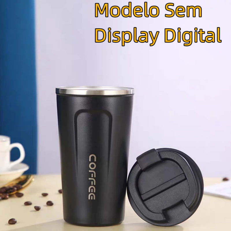 Caneca Copo De Café Coffee Com Termômetro DIGITAL Isolado Termico de Aço Inoxidável 500ml