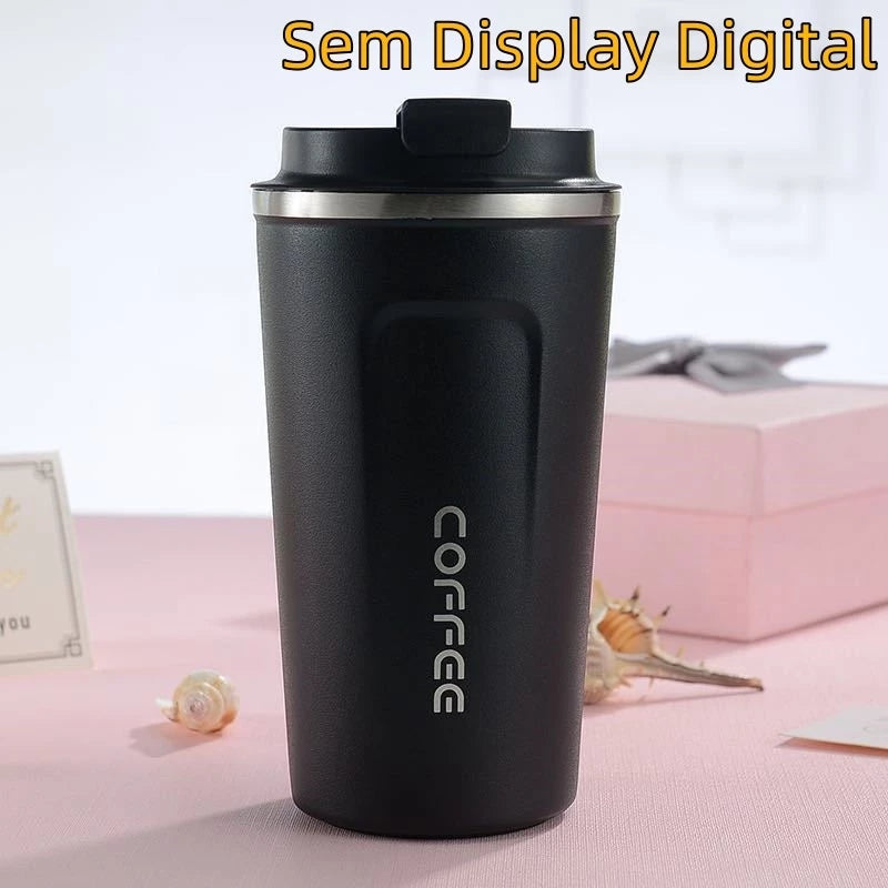 Caneca Copo De Café Coffee Com Termômetro DIGITAL Isolado Termico de Aço Inoxidável 500ml