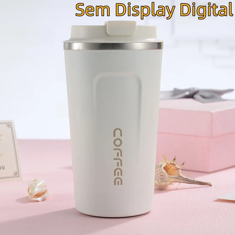 Caneca Copo De Café Coffee Com Termômetro DIGITAL Isolado Termico de Aço Inoxidável 500ml