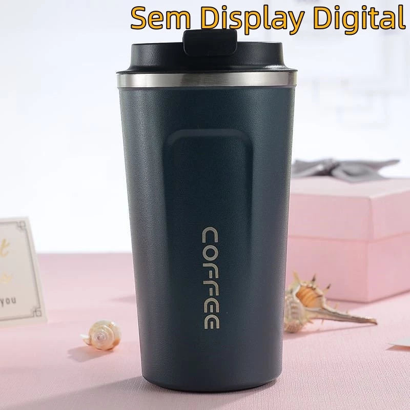 Caneca Copo De Café Coffee Com Termômetro DIGITAL Isolado Termico de Aço Inoxidável 500ml