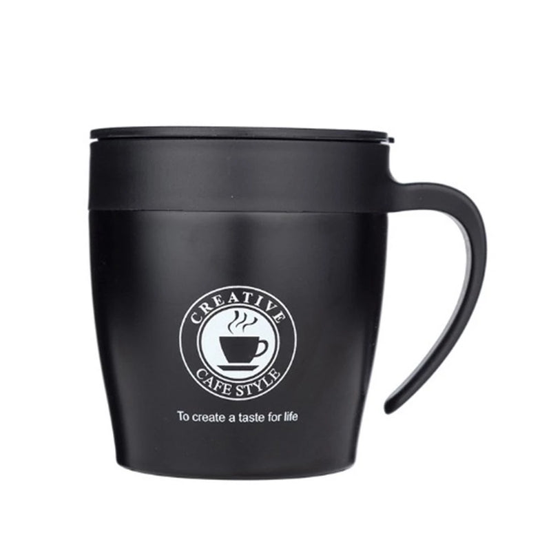 Copo Caneca Térmica de Café 350 ML de Aço Inoxidável c/ Tampa de Isolamento