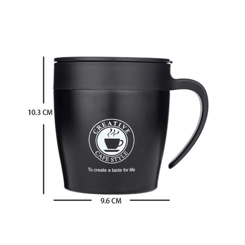 Copo Caneca Térmica de Café 350 ML de Aço Inoxidável c/ Tampa de Isolamento