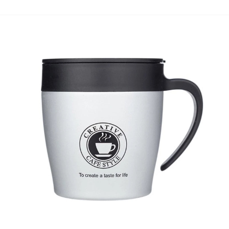 Copo Caneca Térmica de Café 350 ML de Aço Inoxidável c/ Tampa de Isolamento