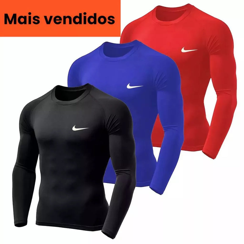 Kit 3 Camisetas Térmicas Proteção Uv 50 Segunda Pele Malha Gelada Camisas camisa uv